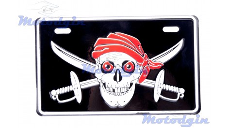 Номерной знак декоративный Skull череп с саблями