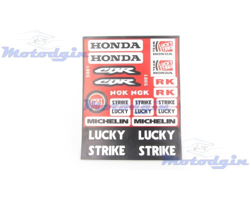 Наклейки Honda Lucky Strike набір #5981