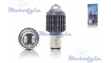 Лампа в фару BA20D 12V 35/35W 2 диода линза Led LPI