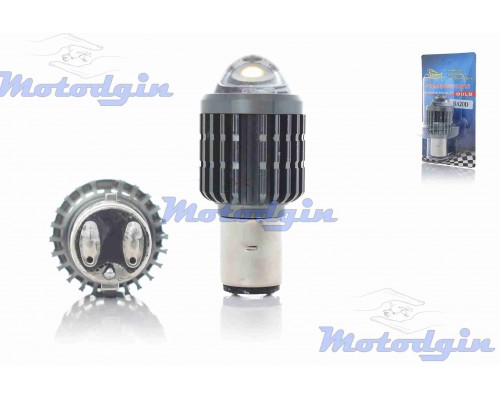 Лампа в фару BA20D 12V 35/35W 2 диода линза Led LPI